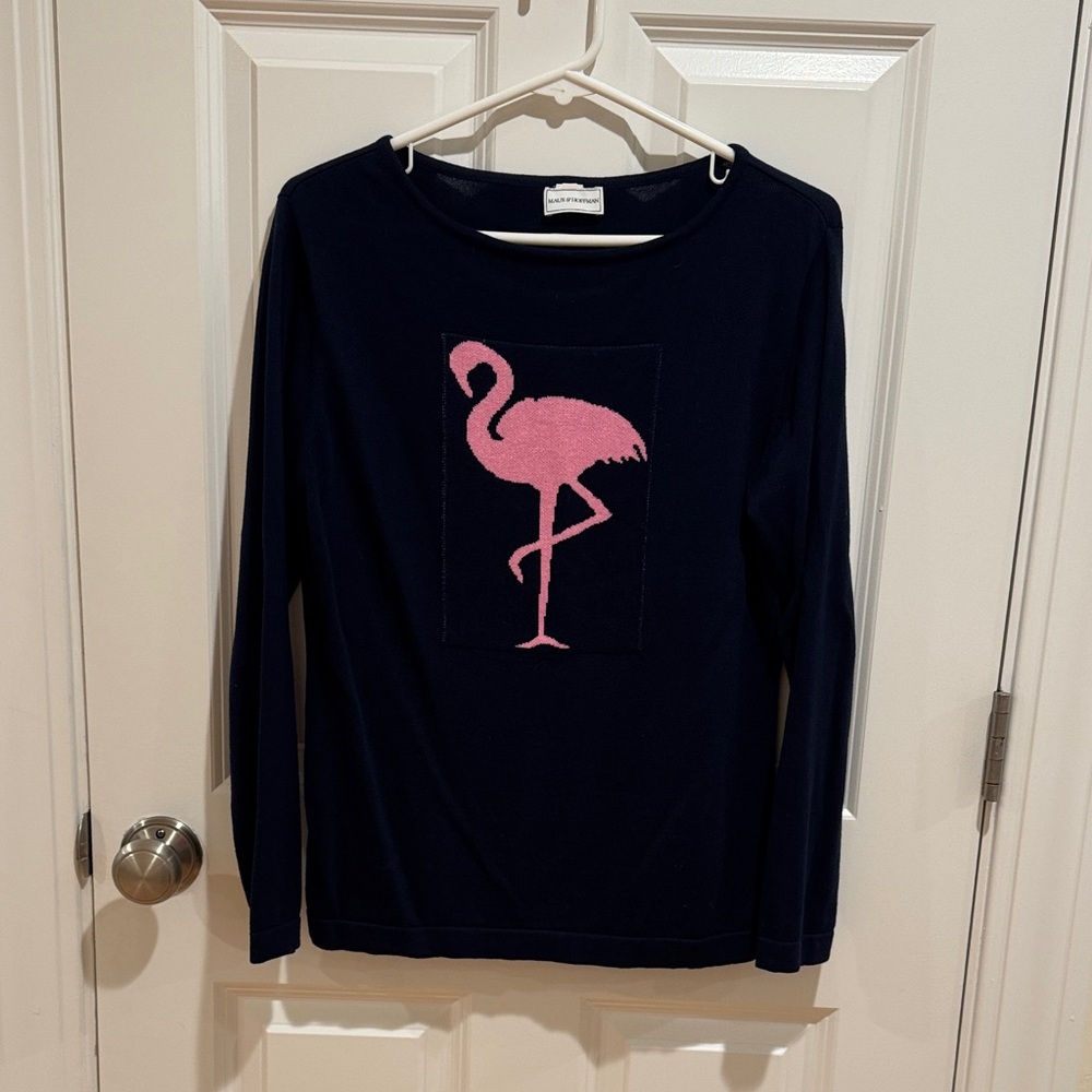 Maus & Hoffman Navy Sweater with Flamingo Design